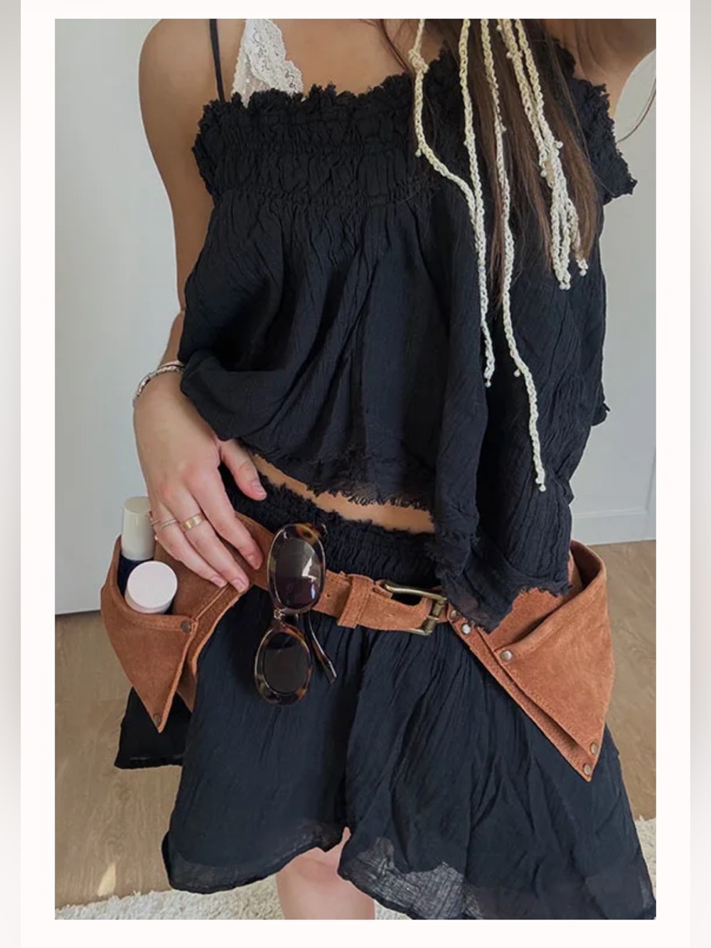 Free People Crew Cargo Pocket Belt in Italian Straw NWOT Size M/L - Picture 11 of 12